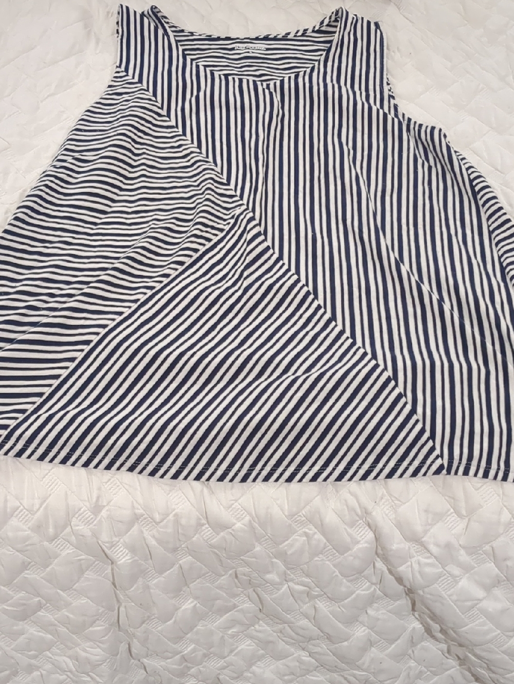 Women's Navy and White Striped A-Line Shirt